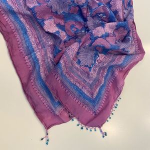 Chic Floral Pink and Blue Scarf